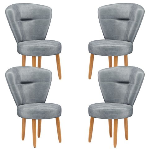 Kit 4 Poltronas para Recepção Maquiagem Sala de Jantar Ergonômica Tecido Veludo Pés Palito