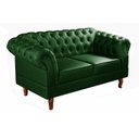 Ver imagem 3 de Kit Sofá Dom Pedro Chesterfield 2 Lugares + 1 Poltrona Decoração Sala Recepção - Couríssimo Verde