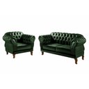 Ver imagem 1 de Kit Sofá Dom Pedro Chesterfield 2 Lugares + 1 Poltrona Decoração Sala Recepção - Couríssimo Verde