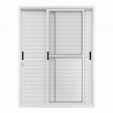 Ver imagem 1 de Porta Balcão de Aluminio Branco 3 Folhas Móveis Linha 25 com Fechadura 2,10x1,20