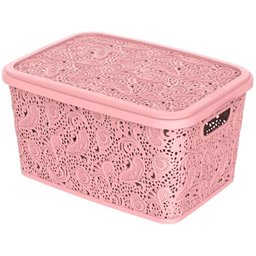 Kit 3 Caixas Cestos Organizadoras Rosa Uninjet 17l Floral:rosa - 1