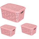 Ver imagem 5 de Kit 3 Caixas Cestos Organizadoras Rosa Uninjet 17l Floral:rosa