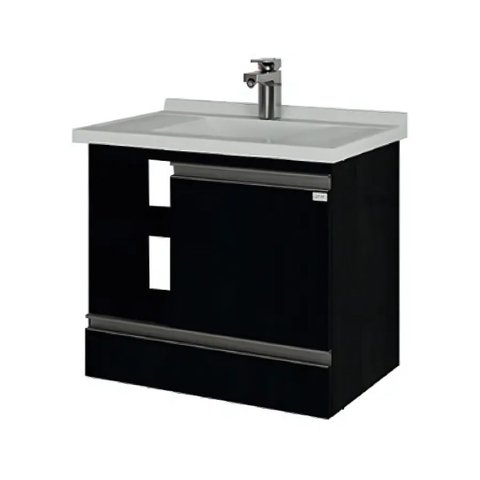 Conjunto Gabinete de Banheiro Lisboa com Cuba e Espelheira:nero