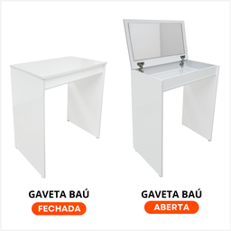 Escrivaninha Mesa Penteadeira Madeira Espelho Multiuso Quarto Camarim Organizador Maquiagem Estudos - 9