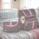 Ver imagem 1 de Kit Bolsa Maternidade Mochila 2 em 1 e Bolsa Pequena Infantil Luxo Amor:rosa