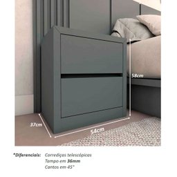 Cabeceira King 3,50m e 2 Mesas de Cabeceira Mdf sob Medida Cor:cinza Sagrado - 4