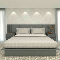 Cabeceira King 3,50m e 2 Mesas de Cabeceira Mdf sob Medida Cor:cinza Sagrado - 1