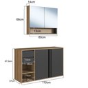 Ver imagem 4 de Gabinete de Banheiro 110cm Antônia com Espelheira 02 Portas Mel/grafite sem Cuba