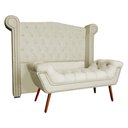 Ver imagem 1 de Conjunto Sienna Cabeceira e Recamier Queen 160 Cm Suede Marfim - LM DECOR
