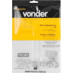 Porca Sextavada Inox 1/4'' com 5 peças Vonder - 3