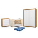 Ver imagem 2 de Dormitório Tutto New 4 Portas, Cômoda 4 Gavetas e Berço Branco Soft/freijó com Capitonê e Colch