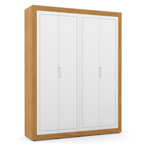Dormitório Tutto New 4 Portas, Cômoda 4 Gavetas e Berço Branco Soft/freijó com Capitonê e Colch