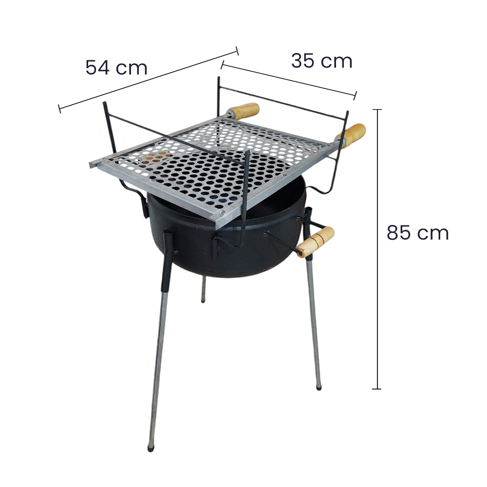 Churrasqueira Campana Botijão 3 Pés Grelha Completa Ferro Fundido - 2