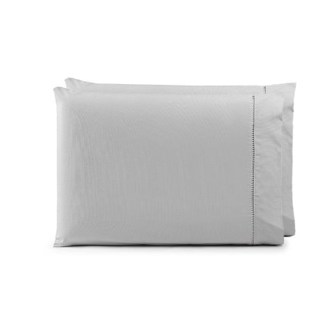 Kit 2 Pçs Par Fronha Paris Percal 150 Fios 100% Algodão 70x50cm sem Aba: Cinza