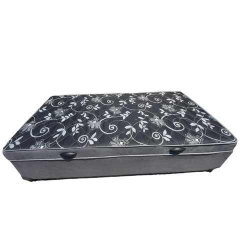 Cama Box Baú Solteiro Conjugado, (com Colchão Acoplado) em Suede Cinza