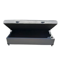 Cama Box Baú Solteiro Conjugado, (com Colchão Acoplado) em Suede Cinza - 2