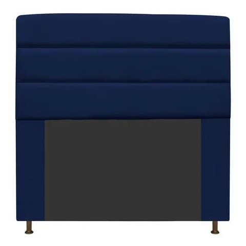 Cabeceira Estofada Turim 90CM Solteiro Suede Azul Marinho - D A DECOR