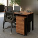 Ver imagem 1 de Mesa Escrivaninha 135cm x 60cm Tampo Chanfrado e Gaveteiro Móvel com 3 Gavetas F5 Office
