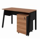Ver imagem 2 de Mesa Escrivaninha 135cm x 60cm Tampo Chanfrado e Gaveteiro Móvel com 3 Gavetas F5 Office
