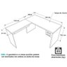 Mesa Escritório em L Treviso 1,65 x 1,70 com 2 Gavetas Branco - 3