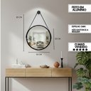 Ver imagem 5 de Kit 2 Espelhos Redondo Adnet Decorativo Suspenso com Alça 50cm + Suporte Cobre com Alça Caramelo