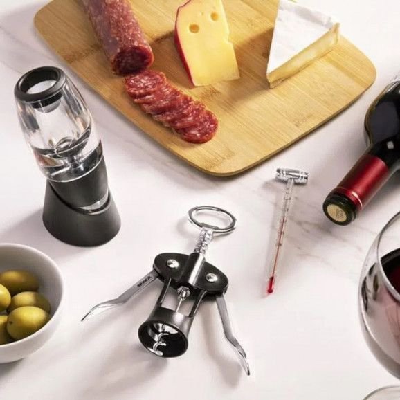 Ver imagem 2 de Saca Rolha Inox Preto Baco Abridor de Vinho Reforçado Preto