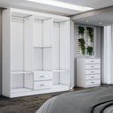 Ver imagem 5 de Guarda-roupa Casal Henry 6 Portas 2 Gavetas e Espelho com Cômoda 5 Gavetas Branco - Panorama Móveis