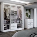 Ver imagem 2 de Guarda-roupa Casal Henry 6 Portas 2 Gavetas e Espelho com Cômoda 5 Gavetas Branco - Panorama Móveis