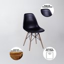 Ver imagem 3 de Mesa de Jantar com 4 Cadeiras Pretas Eames 90cm Base Madeira Tampo Preto - Up Home