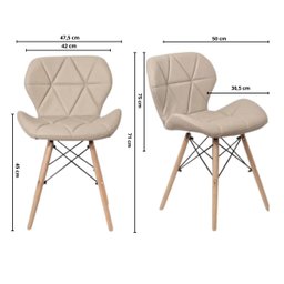 Kit 4 Cadeiras Estofada Eiffel Slim Wood Pés de Madeira Bege - 7
