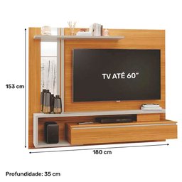 Painel para TV até 60 Polegadas 1 Porta 100% MDF Treviso Permóbili Nature/Off White - 5