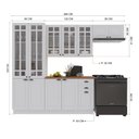 Ver imagem 4 de Armário de Cozinha Modulada Compacta Fidelitá Nara 100% MDF 4 Peças 280cm 12 Portas 2 Gavetas com