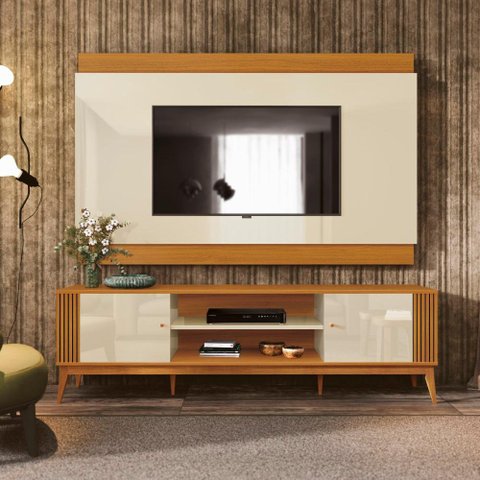 Rack Ripado 2 Portas com Painel para Tv até 75 Polegadas Grécia 200cm