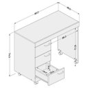 Ver imagem 4 de Escrivaninha Mesa Escritório Osaka 3 Gavetas 90cm Branca