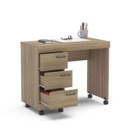 Escrivaninha Mesa Escritório Osaka 3 Gavetas 90cm Castanho - 8