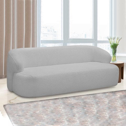 Poltrona Namoradeira 150cm Decorativa Charlote Sala de Estar Pés em Madeira Bouclê Cinza G88 - Gran 