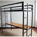 Ver imagem 1 de Beliche + Escrivaninha Aço Ferro Robusto Cor Preto Mdf Escuro Estilo Industrial Be-04