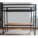 Ver imagem 2 de Beliche + Escrivaninha Aço Ferro Robusto Cor Preto Mdf Escuro Estilo Industrial Be-04