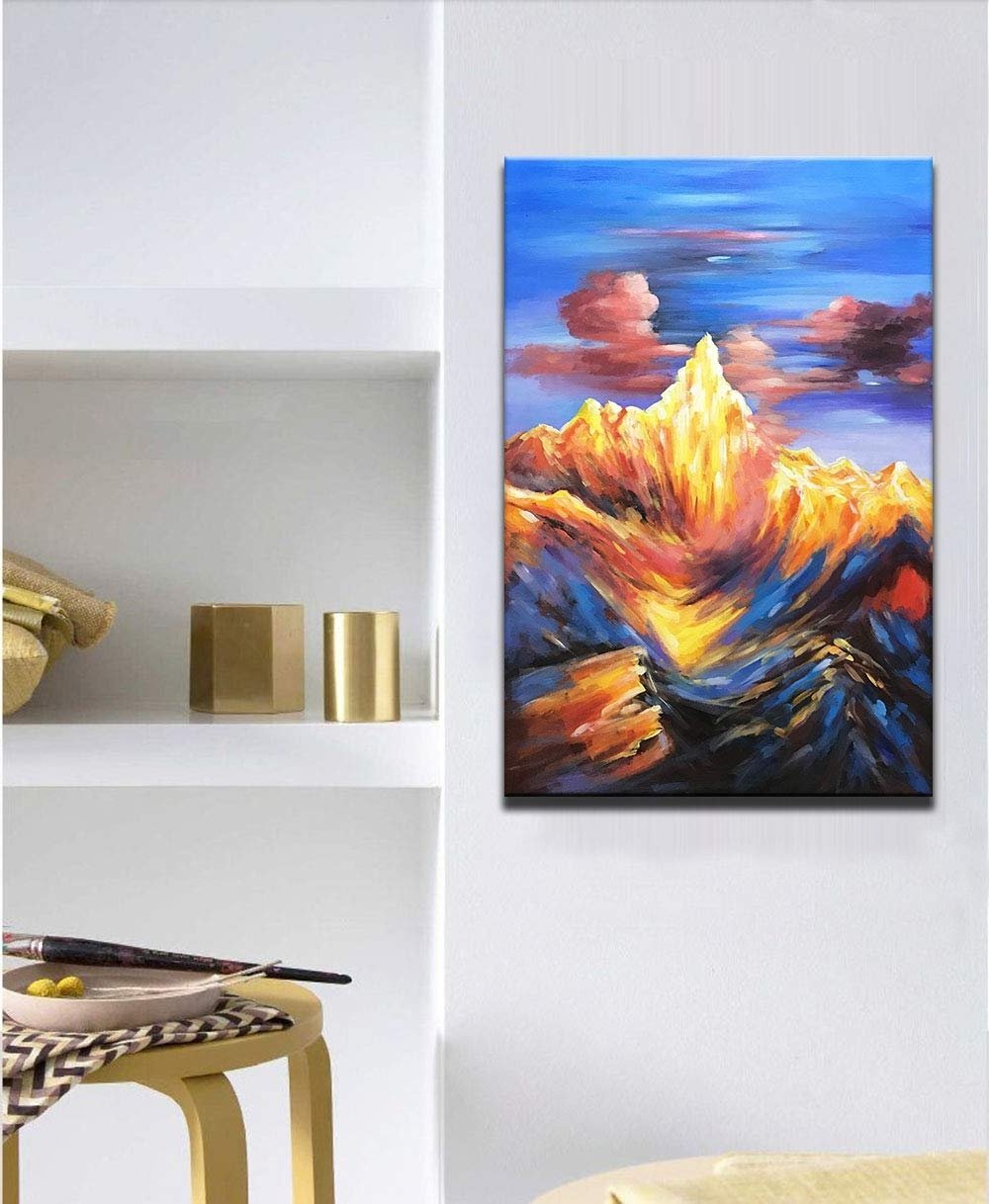 Quadro Pintura Tela céu vermelho óleo corredor montanha 5401: 70cm (A) x 100cm (L) - 5