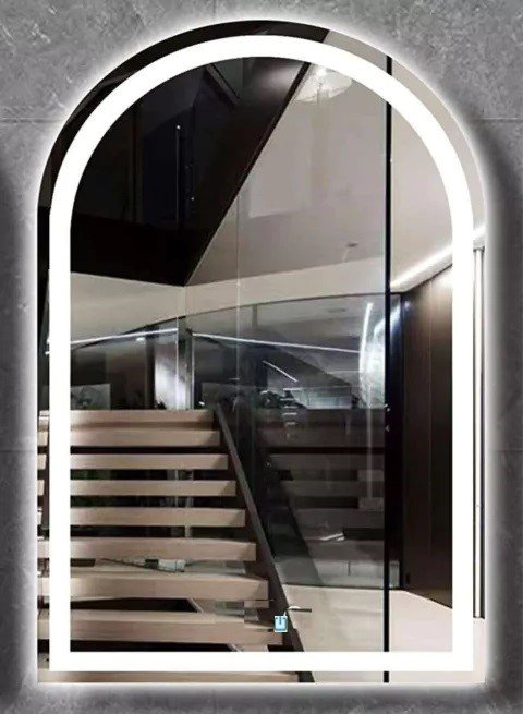 Espelho Jateado Arco Iluminado com Led Frio Touch 100x80cm
