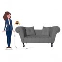 Ver imagem 2 de Recamier Sofá Divã Namoradeira Dubai Suede Cinza - Fm