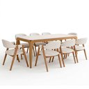 Ver imagem 2 de Mesa Retangular Tampo de Vidro Claris 180cm Ypê Off White N01 com 8 Cadeiras Nadja Linho Cru - Lyam