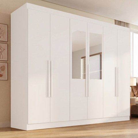 Guarda-Roupa Casal 6 Portas 2 Gavetas com Espelhos Malta Yescasa