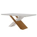 Ver imagem 1 de Mesa Sala de Jantar Carol 180cm Em MDF e Vidro Com Canto Copo