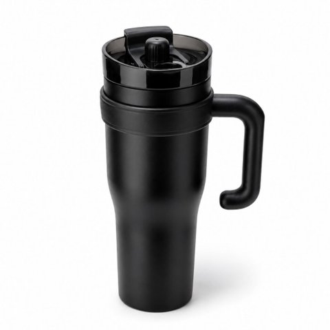 Copo Térmico Ms-703D 1200ml Dupla Camada Aço Inox Grande com Canudo, Elevação de Canudo e Tampa:Vari