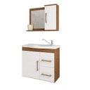 Ver imagem 1 de Gabinete de Banheiro com Cuba e Espelheira Vix 65cm Amendoa/branco - Mgm