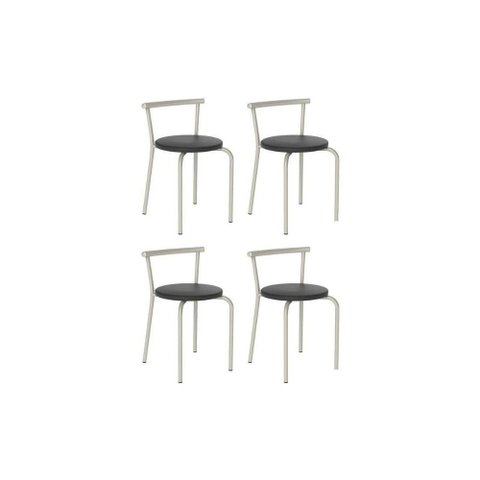 Kit 4 Banquetas Sala Jantar 105 4 Uni Prata/courano Preto - Carraro