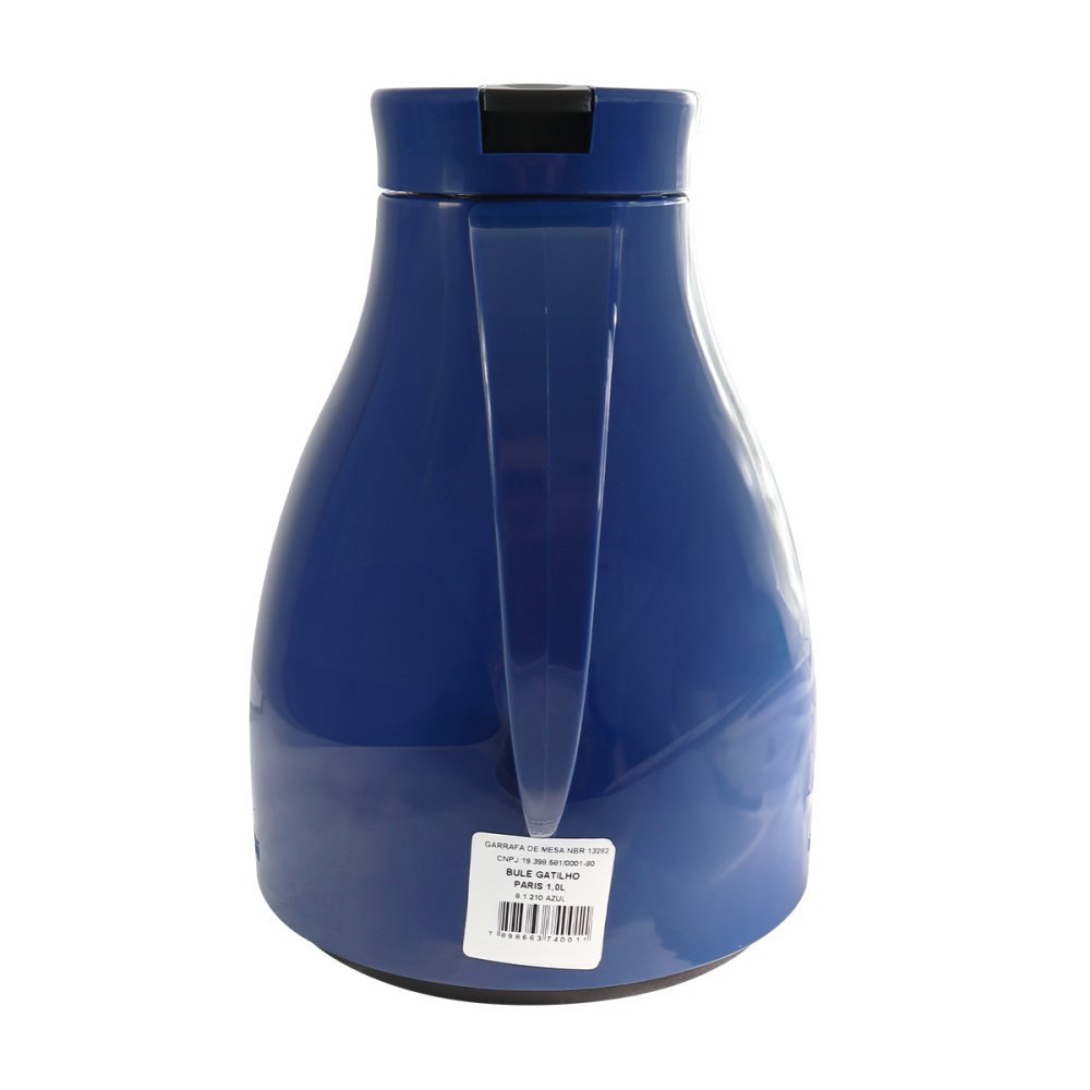 Garrafa Térmica Bule C/ Gatilho 1,0 Litro Café - Azul - 2