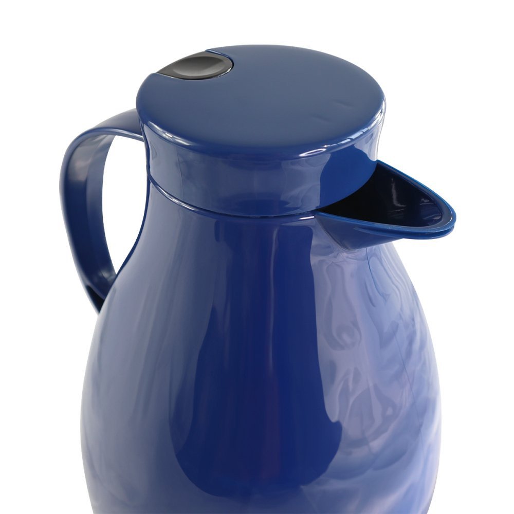 Garrafa Térmica Bule C/ Gatilho 1,0 Litro Café - Azul - 4