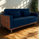 Ver imagem 2 de Sofa Cama 2 Lugares 203 Cm Veludo Maserati Azul Corino Whisk Milani Store